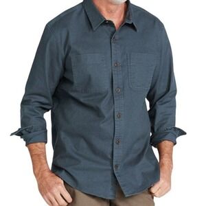 L.L. Bean Mens L Blue BeanFlex Twill Traditional‎ Untucked Fit Long Sleeve Shirt
